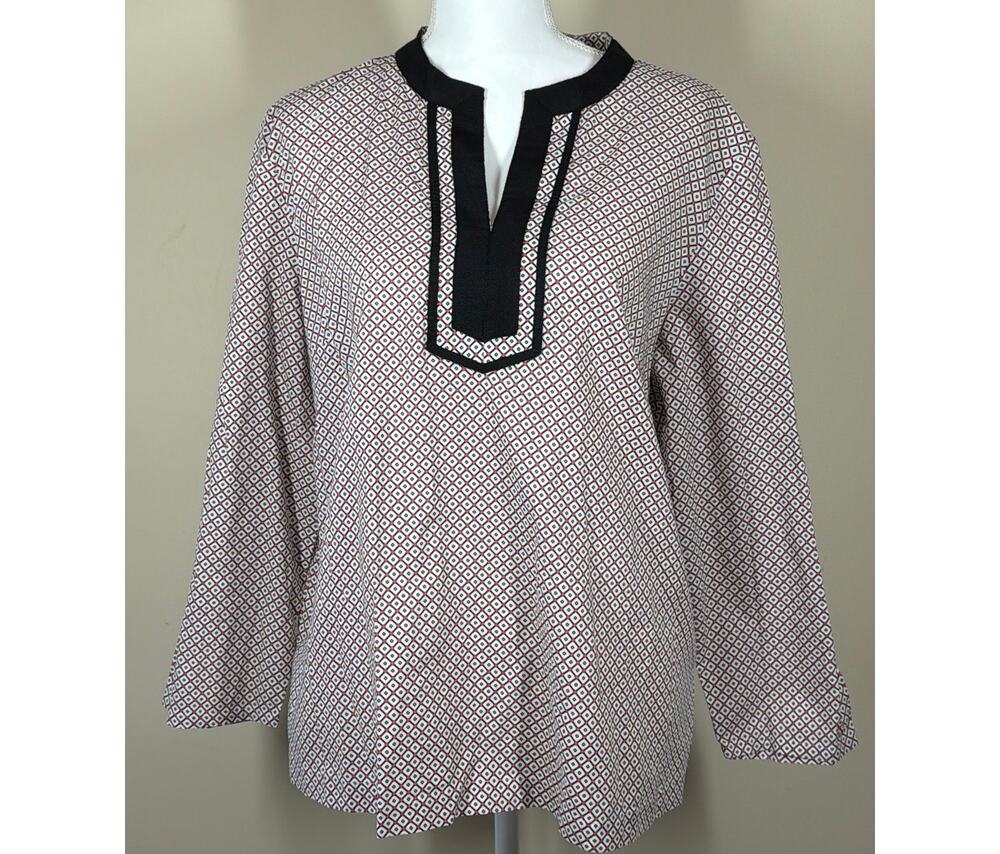 Talbots Black and Red 100% Cotton Tunic Size L
